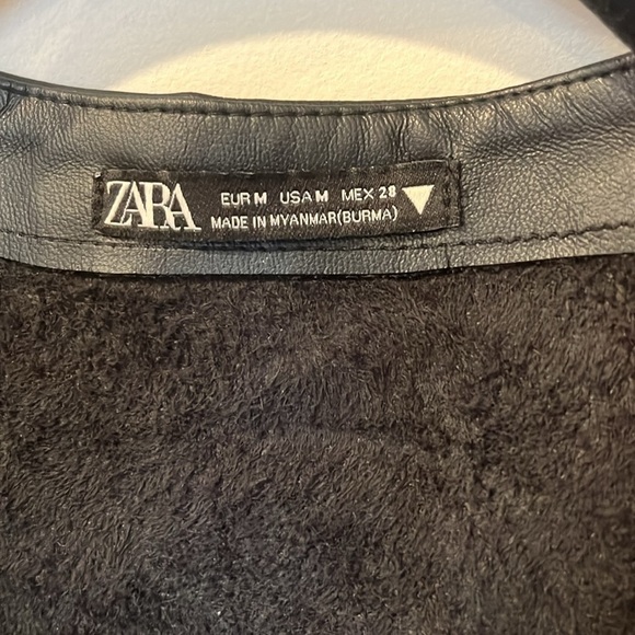 Zara Dress Faux Leather Black Button Belted Jacket Dress Size Medium - Picture 6 of 12